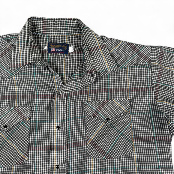 Vintage Panhandle Slim Western Shirt Adult EXTRA LARGE Brown 80s Pearl Snap - Picture 2 of 11